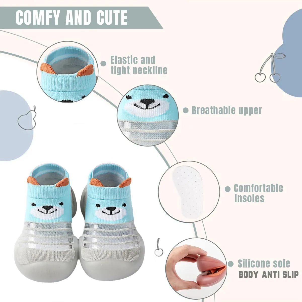 Baby Sock Shoes Boys Girls First Walking Shoes Non Slip Lightweight Toddler Infant Indoor Outdoor