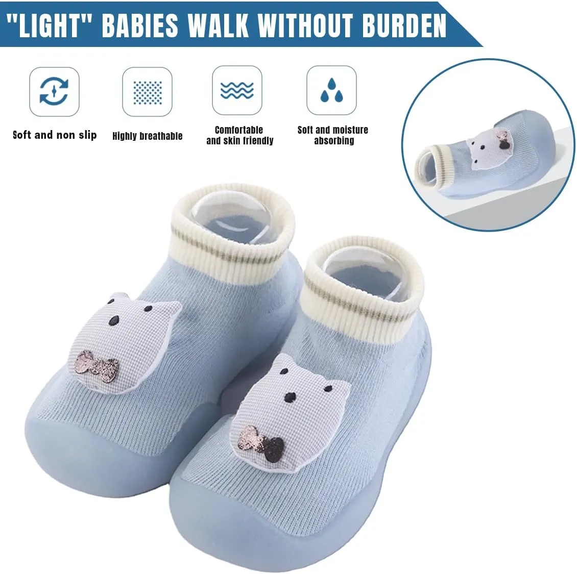 Baby Sock Shoes Boys Girls First Walking Shoes Non Slip Lightweight Toddler Infant Indoor Outdoor