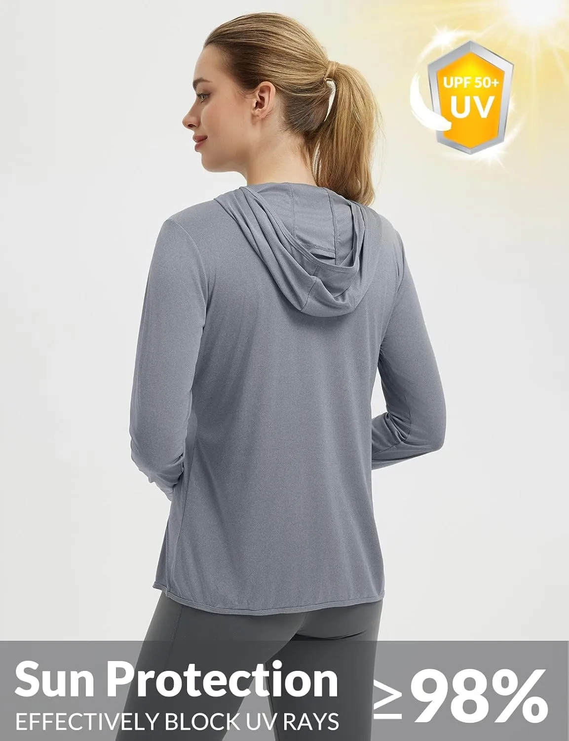 baleaf Women's Sun Protection Jacket Hoodie Clothing Lightweight Long Sleeve Sun Cover Up Shirt