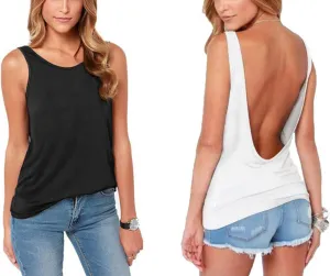 Bestisun Womens Workout Shirts Sexy Open Back Activewear Athletic Clothes Sports Yoga Tank Tops