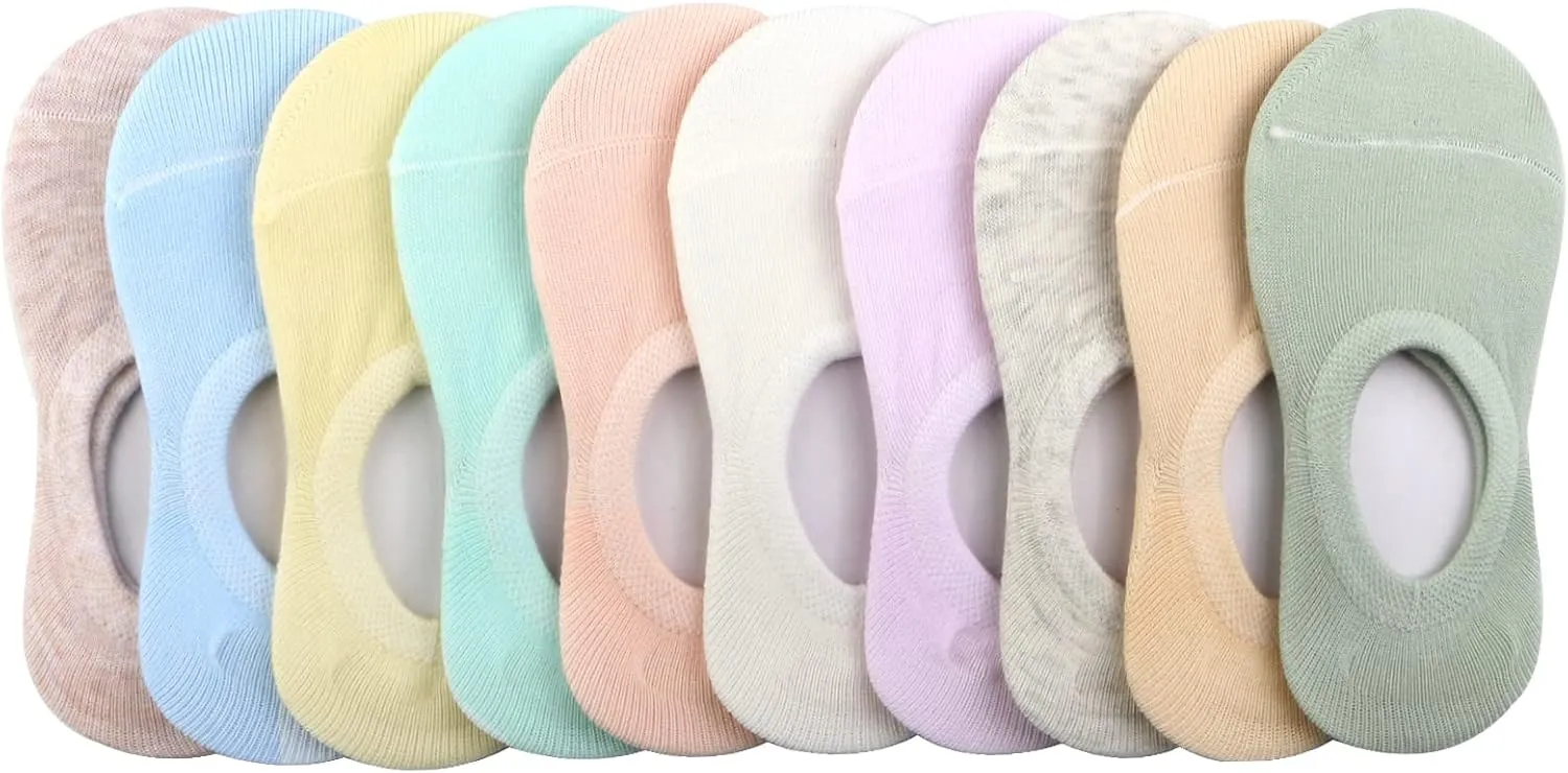 BOOPH 10 Pairs Girls Boys Socks Kids No Show Socks Toddlers Girl Anti-slip Ankle Low Cut Sock 3-12 Years