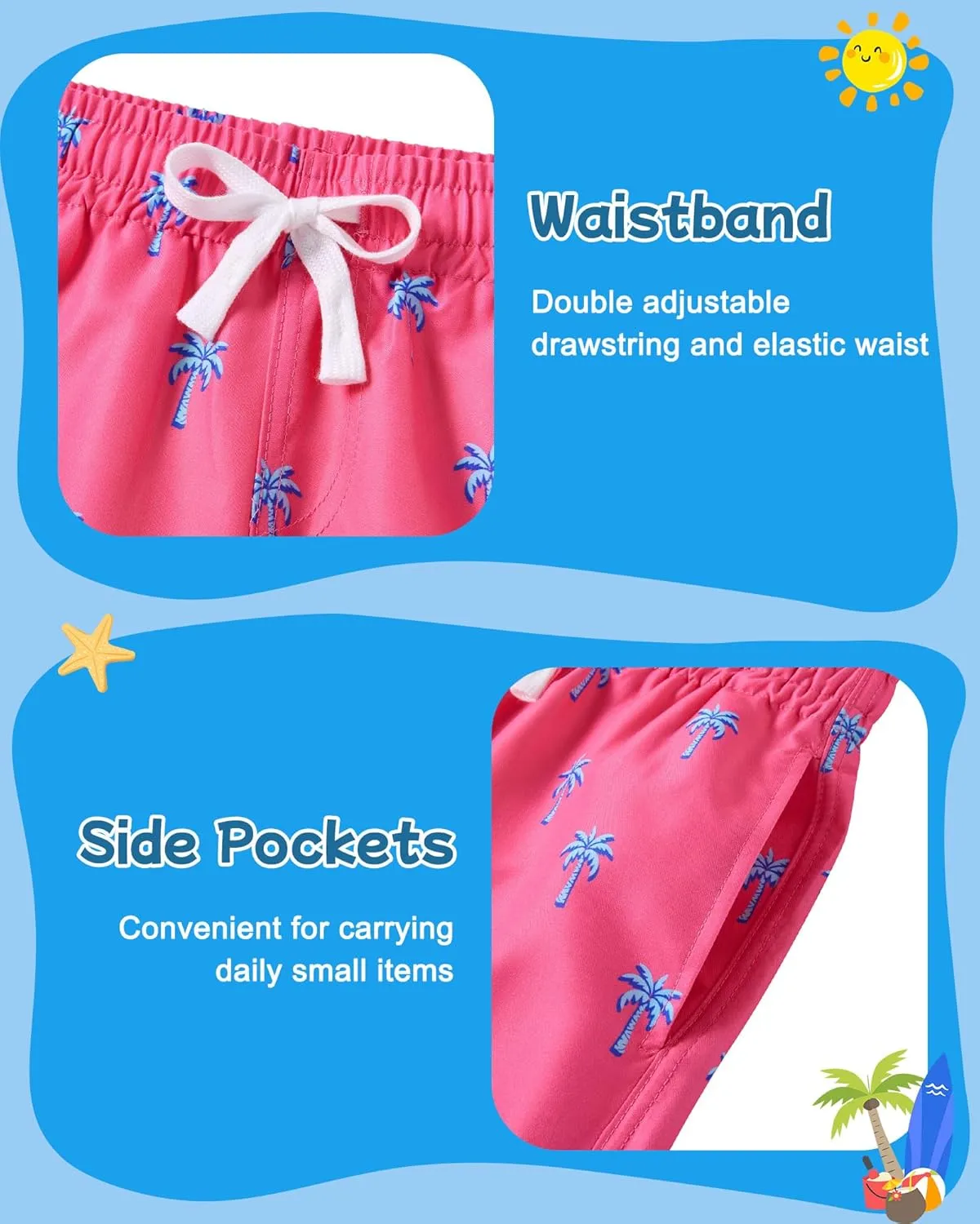 Boys Swim Trunks with Compression Liner Toddler Boys Swim Shorts Boxer Brief Board Shorts Swimming Set 5-18T