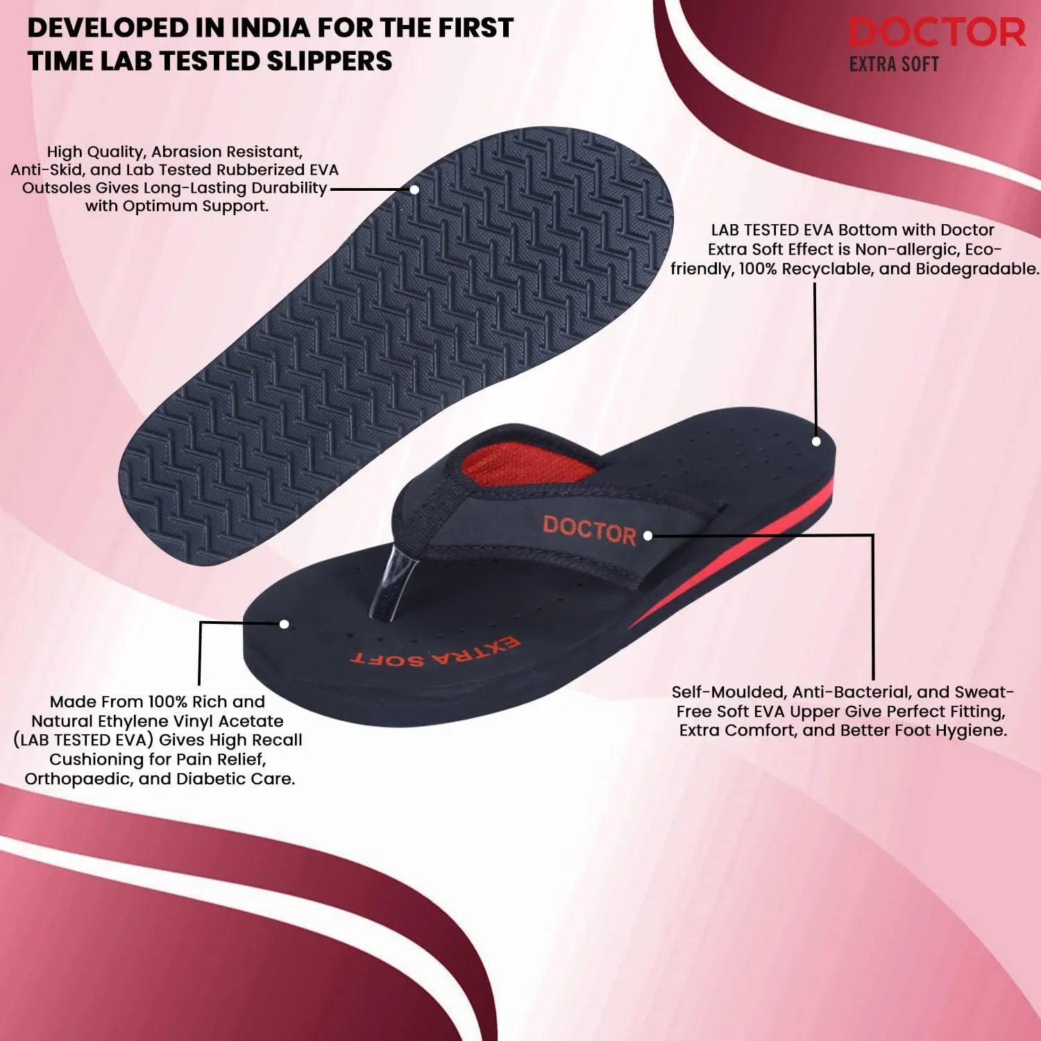 Doctor Slippers for Women Orthopedic Diabetic Pregnancy Non Slip Lightweight Comfortable Flat Casual Stylish Dr Chappals and House Flip flops For Ladies and Girls D-22
