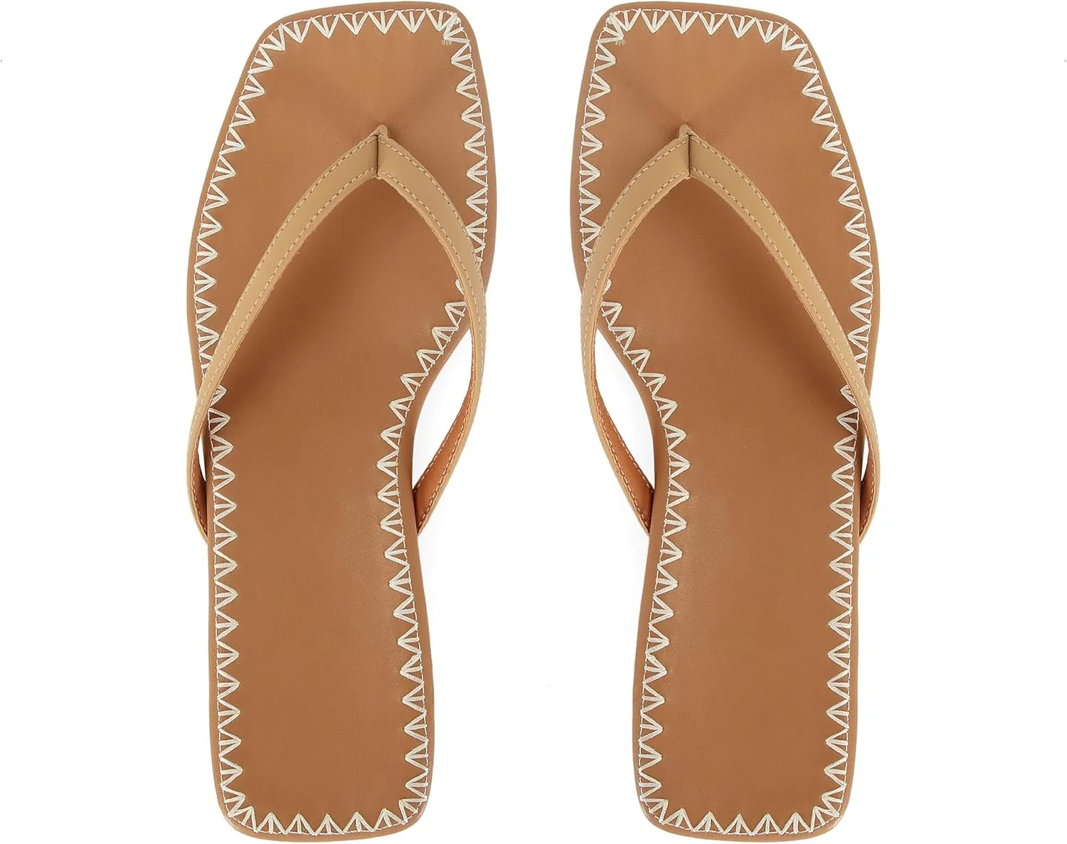 DOEYG Raffia Heels Sandals for Women Summer Beach Flip Flops Square Open Toe Flat Heeled Sandals Dressy Comfortable Slip on Thong Sandals