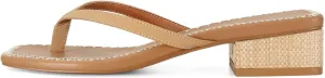 DOEYG Raffia Heels Sandals for Women Summer Beach Flip Flops Square Open Toe Flat Heeled Sandals Dressy Comfortable Slip on Thong Sandals