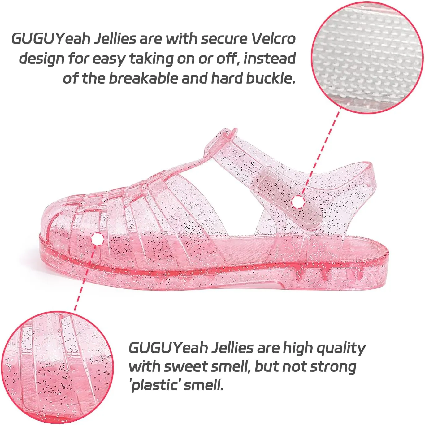 GUGUYeah Jelly Sandals for Girls,Closed Toe Princess Costume Summer Dress Shoes Fisherman Gladiator Water Beach Flat Sandals for Toddler/Little Kid/Big Kid