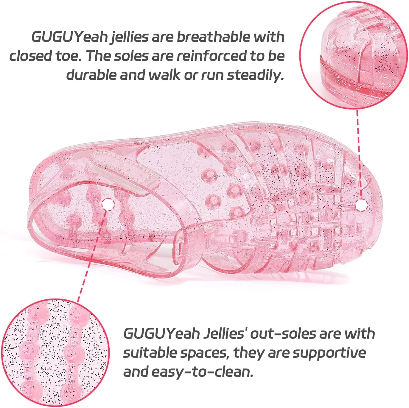 GUGUYeah Jelly Sandals for Girls,Closed Toe Princess Costume Summer Dress Shoes Fisherman Gladiator Water Beach Flat Sandals for Toddler/Little Kid/Big Kid