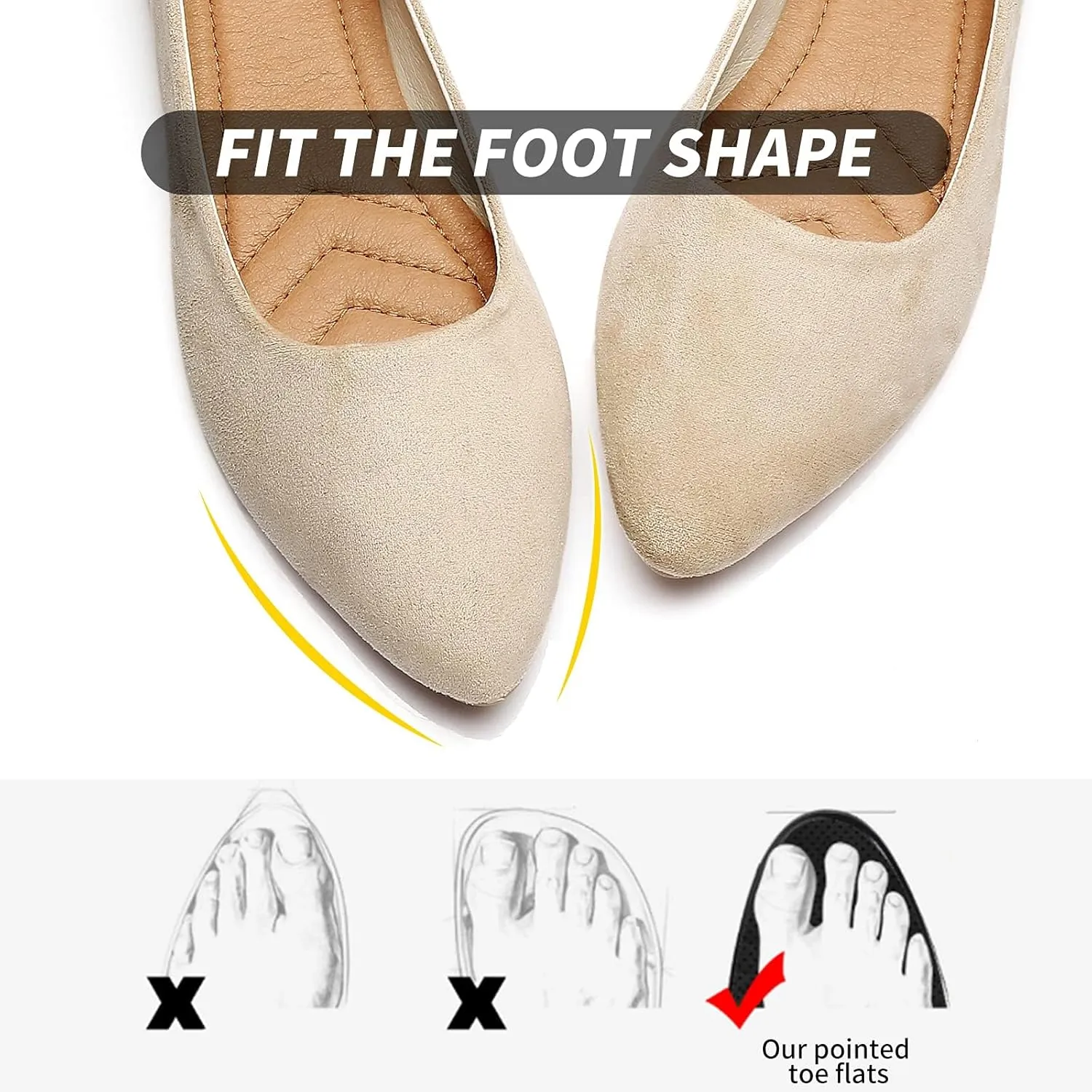 HEAWISH Womens Black Flats Shoes Comfortable Suede Pointed Toe Slip On Casual Ballet Flats Dress Shoes Nude Flats