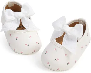 HsdsBebe Infant Baby Girls Mary Jane Flats Bow Non-Slip Soft Sole Princess Toddler First Walkers Sneaker Wedding Dress Shoes
