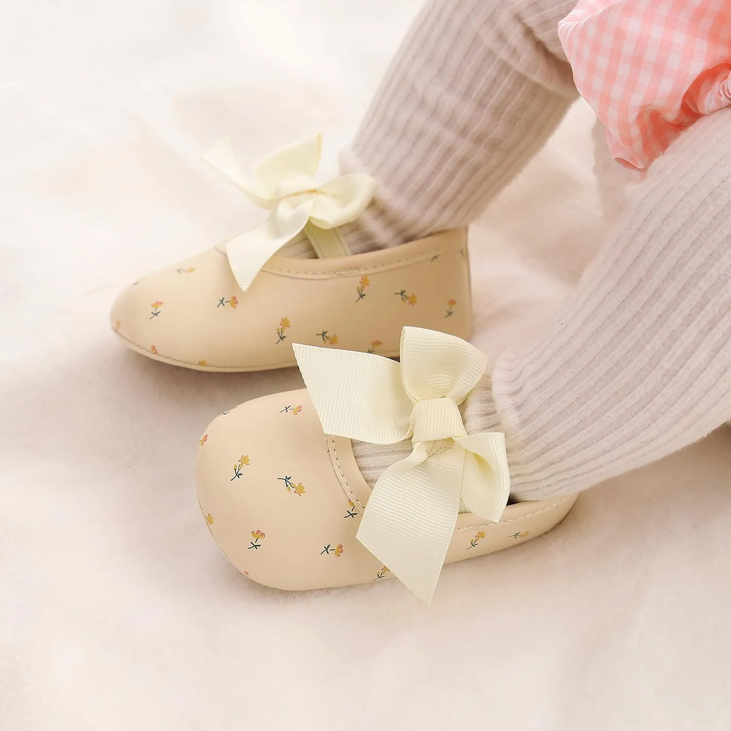 HsdsBebe Infant Baby Girls Mary Jane Flats Bow Non-Slip Soft Sole Princess Toddler First Walkers Sneaker Wedding Dress Shoes