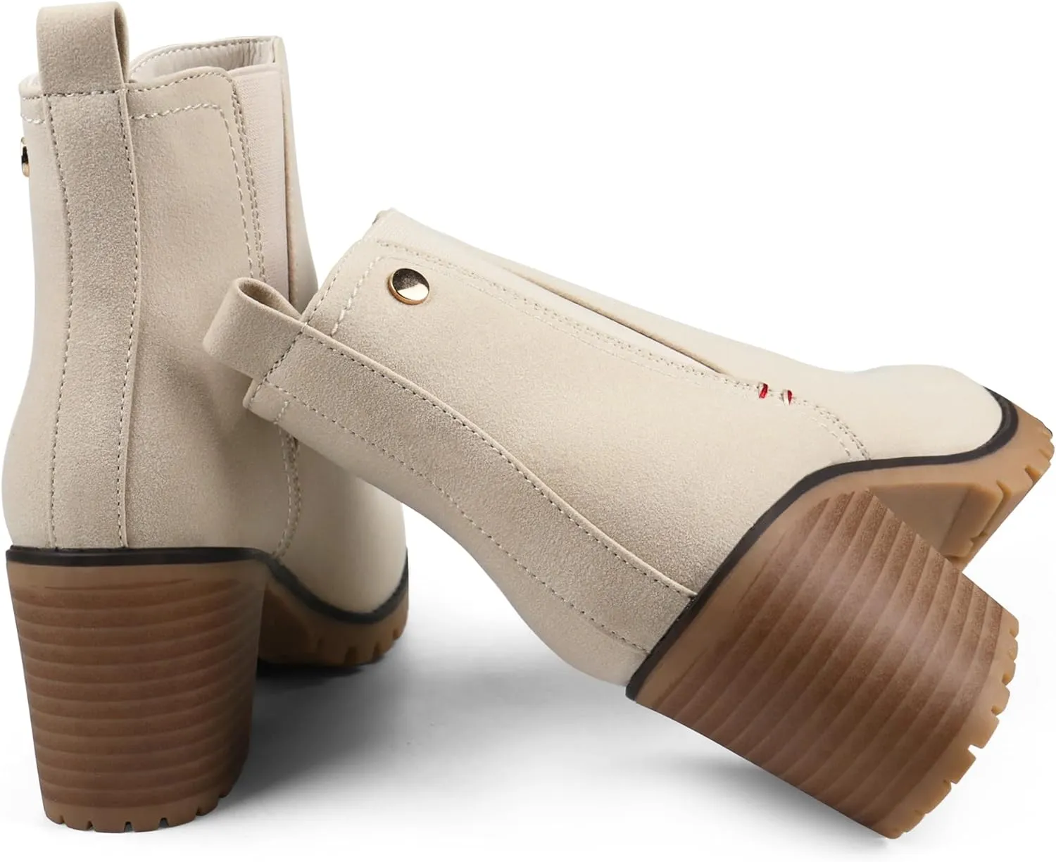 JABASIC Women Casual Ankle Booties Block Heel Slip On Chelsea Boots