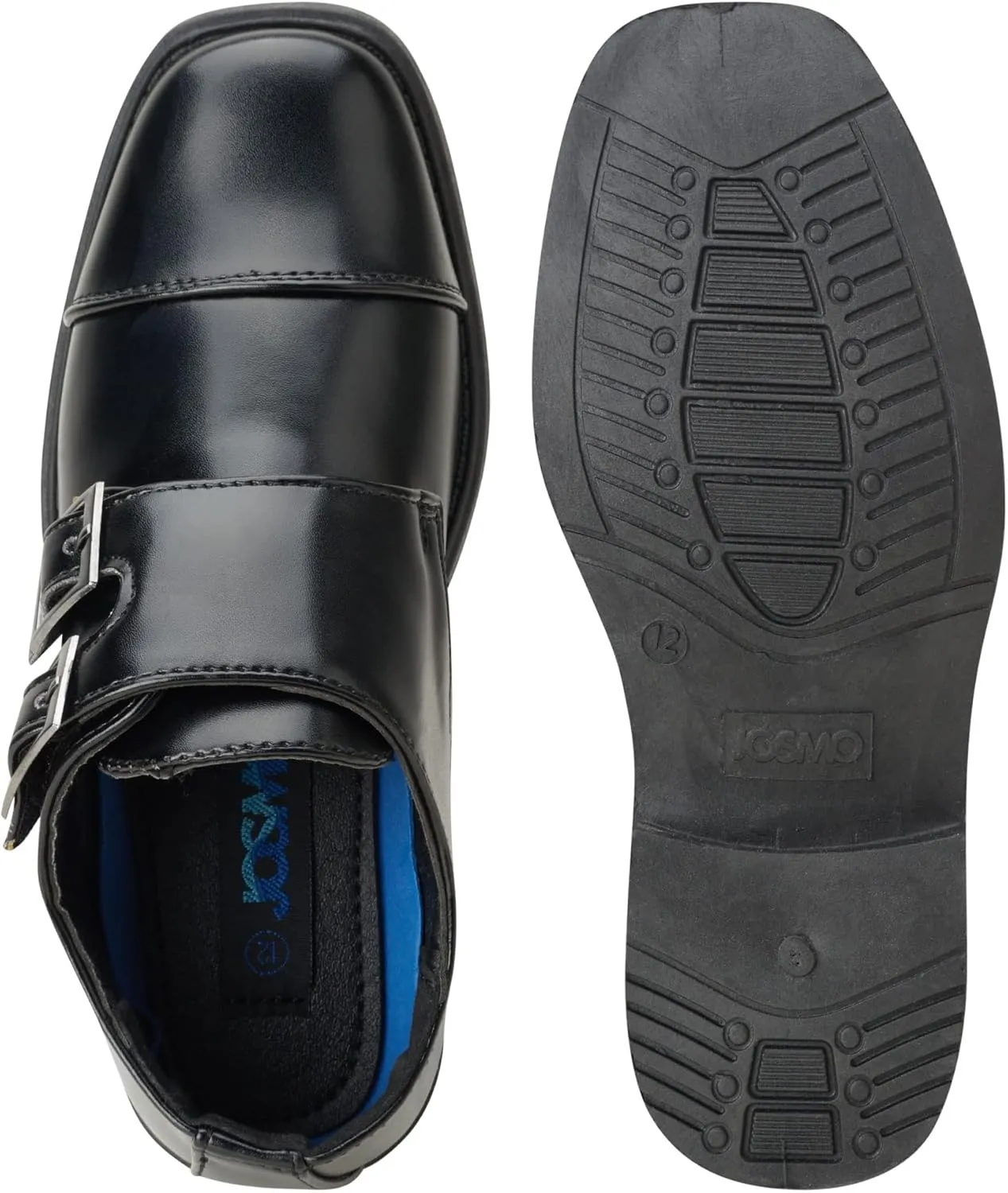 Josmo Boys Dress Shoes  Hook and Loop Double Monk Strap Cap Toe Oxford Loafers (Little Kid/Big Kid)