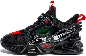 Kid Boys Girls Lightweight Breathable Sneakers Strap Athletic Tennis Shoes for Running Walking Black 2 Big Kid