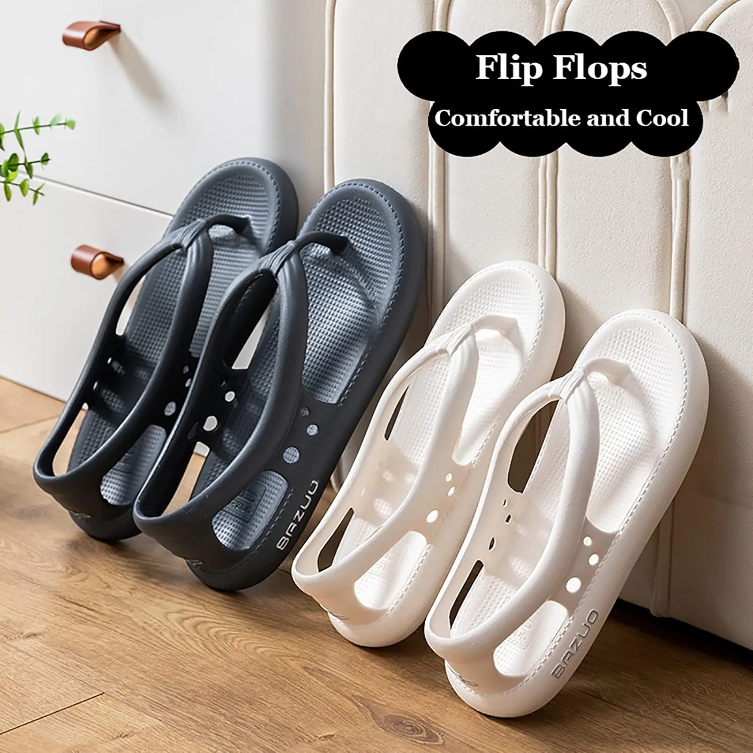 KIDELI Bazuo Sandals, Bazuo Flip Flops, Comfort Walking Flip Flops Sandals, Summer Couples Non-Slip Outdoor Beach Bathroom Slippers