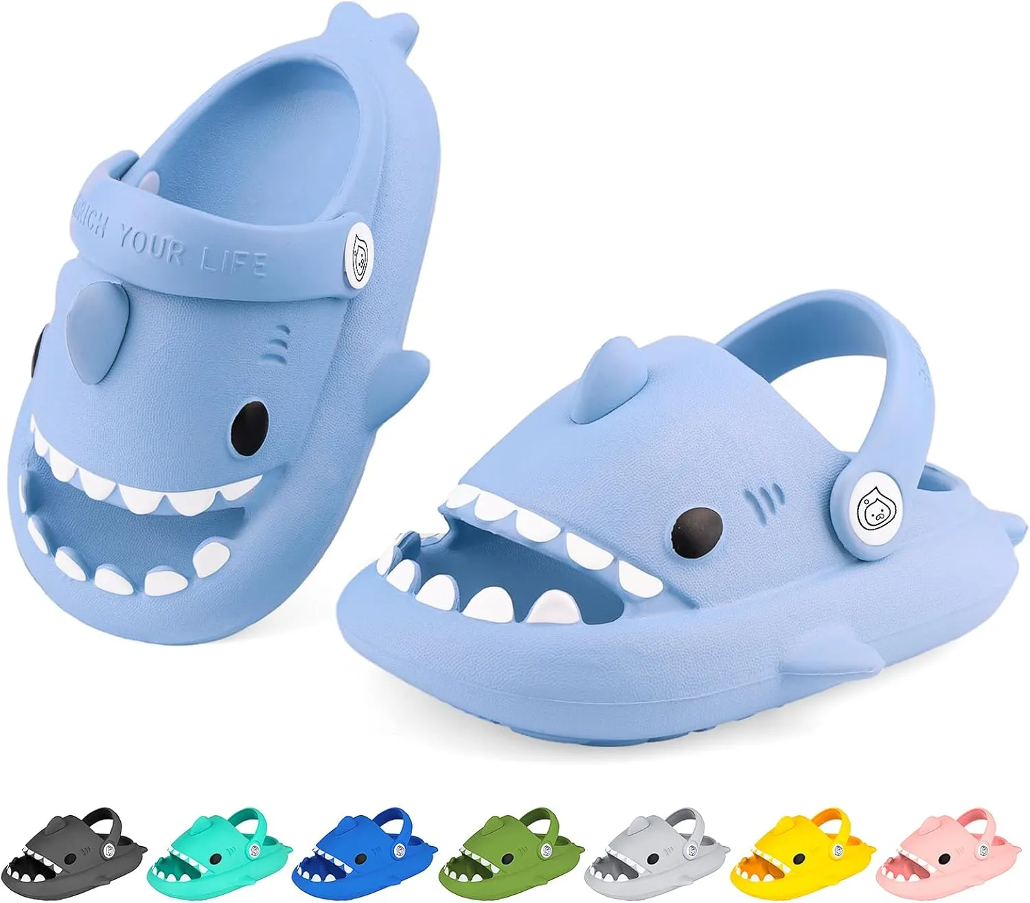 Kids Shark Cloud Slides | Boys Girls Slip On Sandals | Toddler Beach Slippers | Youth Fish Flip Flops Pool Shower Shoes