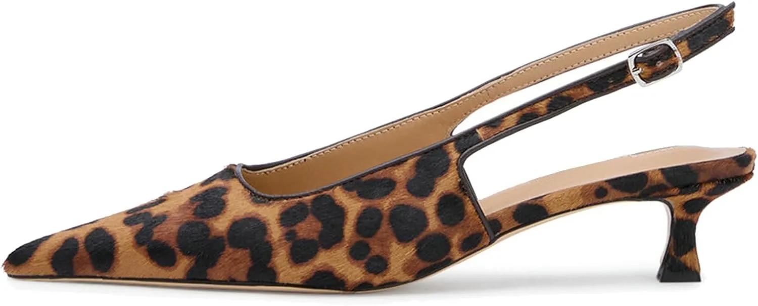 KysBloes Pointed Toe Slingback Kitten Heels for Women Low Heel Pointed Toe Pumps Formal Dress Shoes Sling Back Heels