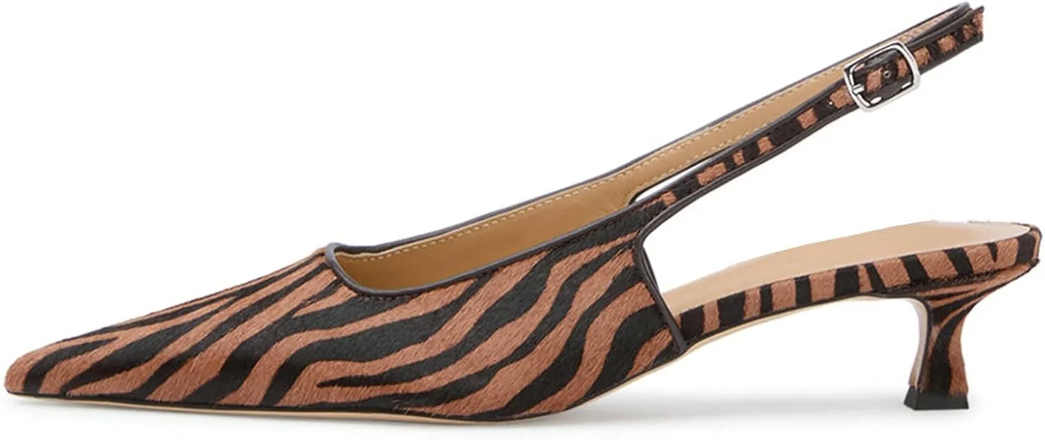 KysBloes Pointed Toe Slingback Kitten Heels for Women Low Heel Pointed Toe Pumps Formal Dress Shoes Sling Back Heels