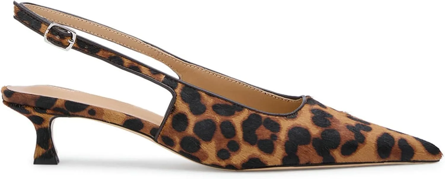 KysBloes Pointed Toe Slingback Kitten Heels for Women Low Heel Pointed Toe Pumps Formal Dress Shoes Sling Back Heels