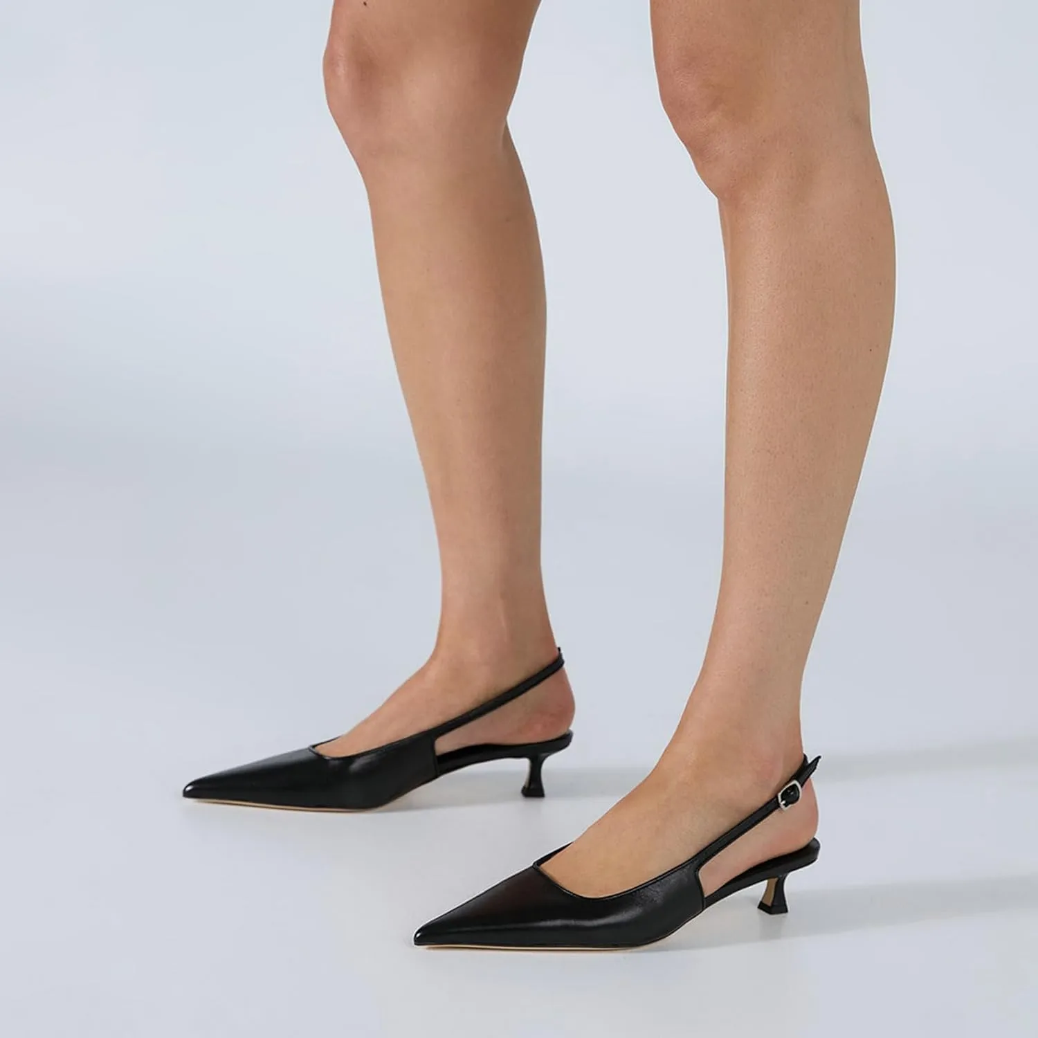KysBloes Pointed Toe Slingback Kitten Heels for Women Low Heel Pointed Toe Pumps Formal Dress Shoes Sling Back Heels