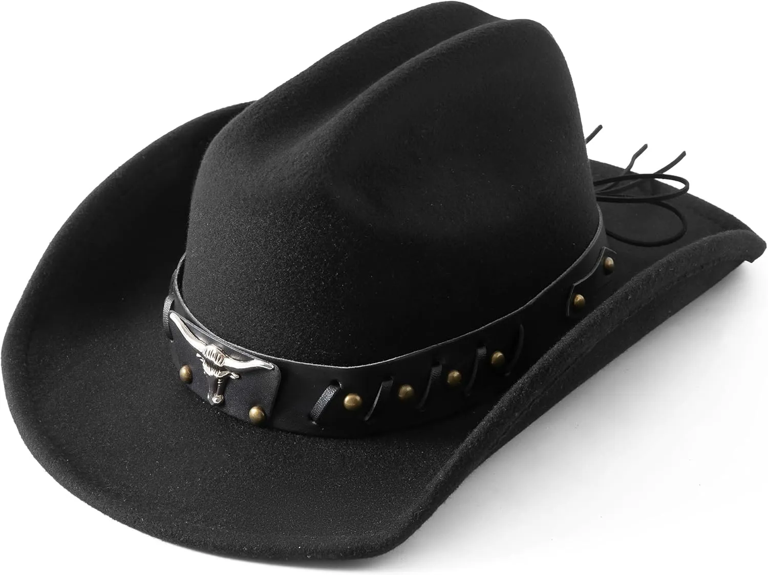 Lanzom Cowboy Hat for Women and Men with Shapeable Wide Brim Felt Western Hats for Cowboys and Cowgirls