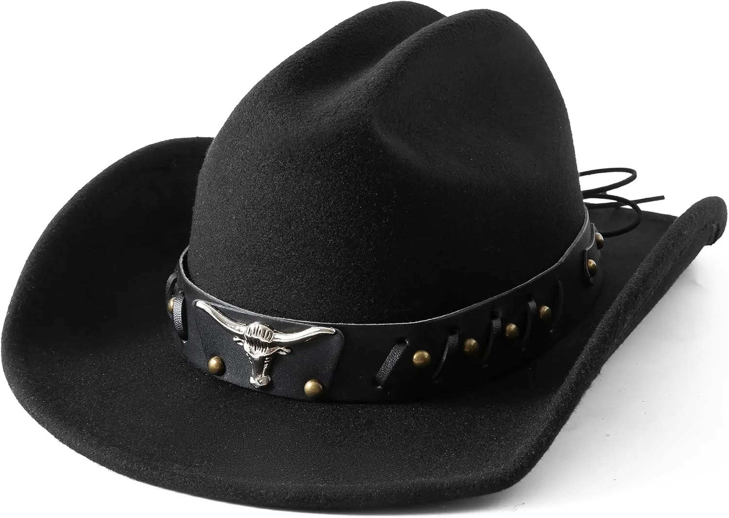 Lanzom Cowboy Hat for Women and Men with Shapeable Wide Brim Felt Western Hats for Cowboys and Cowgirls