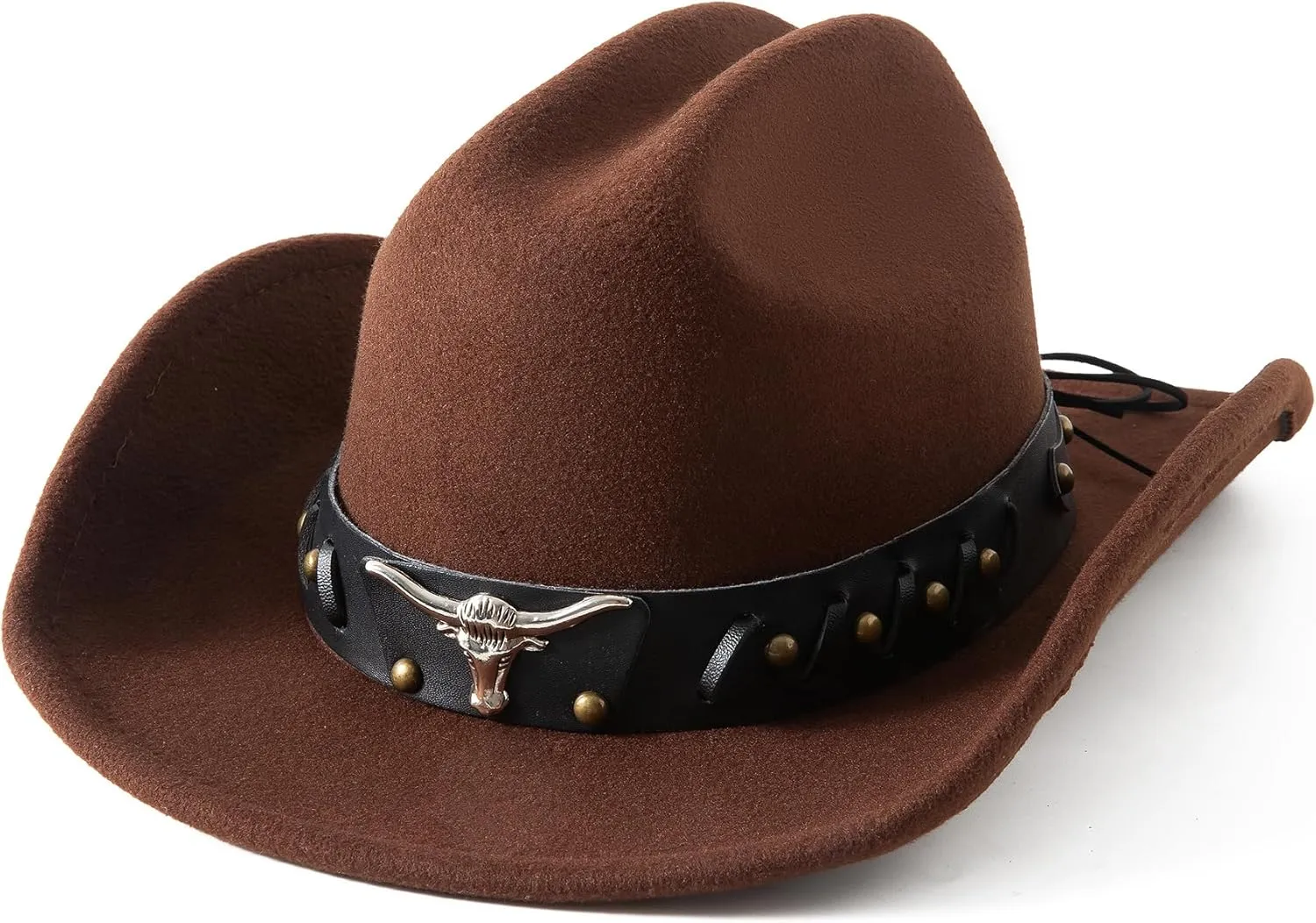 Lanzom Cowboy Hat for Women and Men with Shapeable Wide Brim Felt Western Hats for Cowboys and Cowgirls
