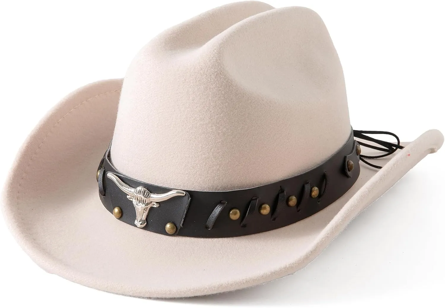 Lanzom Cowboy Hat for Women and Men with Shapeable Wide Brim Felt Western Hats for Cowboys and Cowgirls