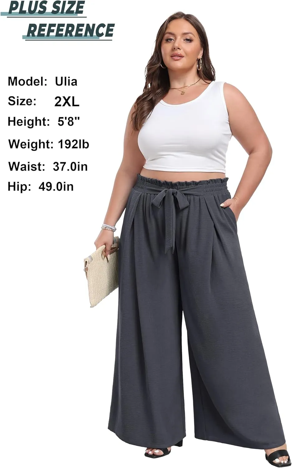 Lepunuo Wide Leg Pants for Women High Waisted Palazzo Pants Work Casual Flowy Tie Knot Trousers with Pockets