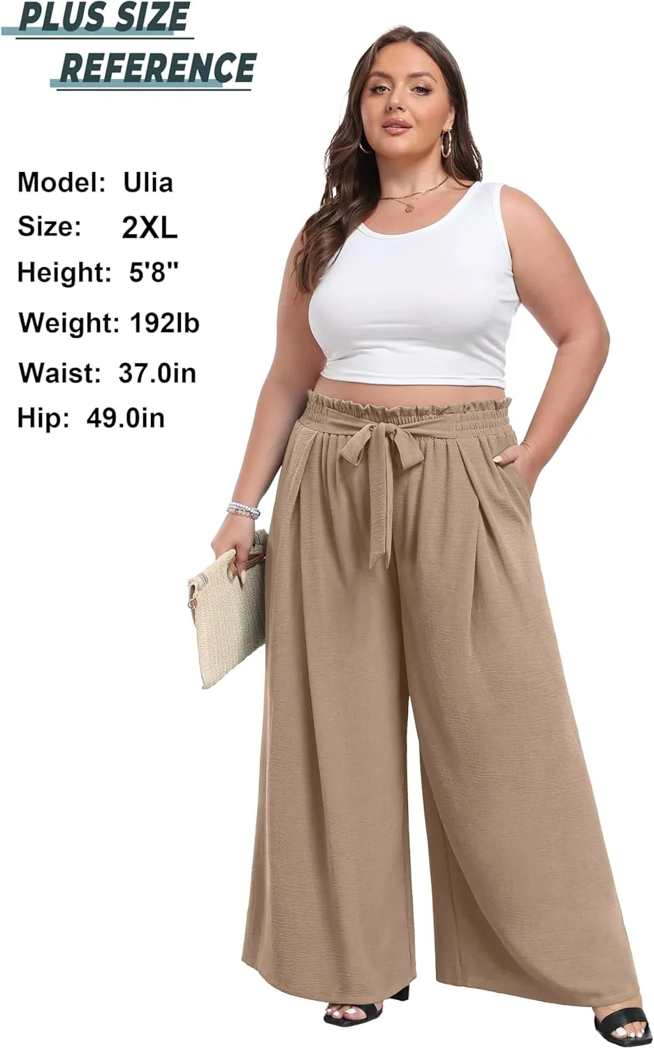 Lepunuo Wide Leg Pants for Women High Waisted Palazzo Pants Work Casual Flowy Tie Knot Trousers with Pockets