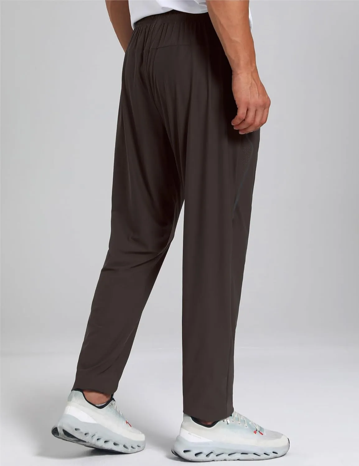 Men's Stretch Athletic Fishing Pants Lightweight Cool-Touch Workout Joggers with Zipper Pockets