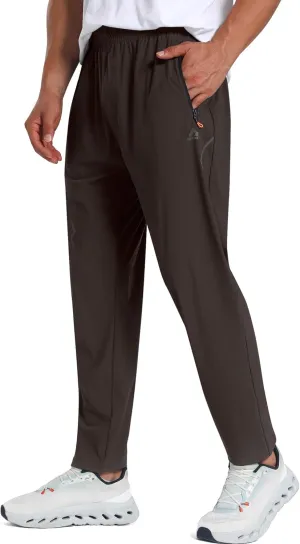 Men's Stretch Athletic Fishing Pants Lightweight Cool-Touch Workout Joggers with Zipper Pockets