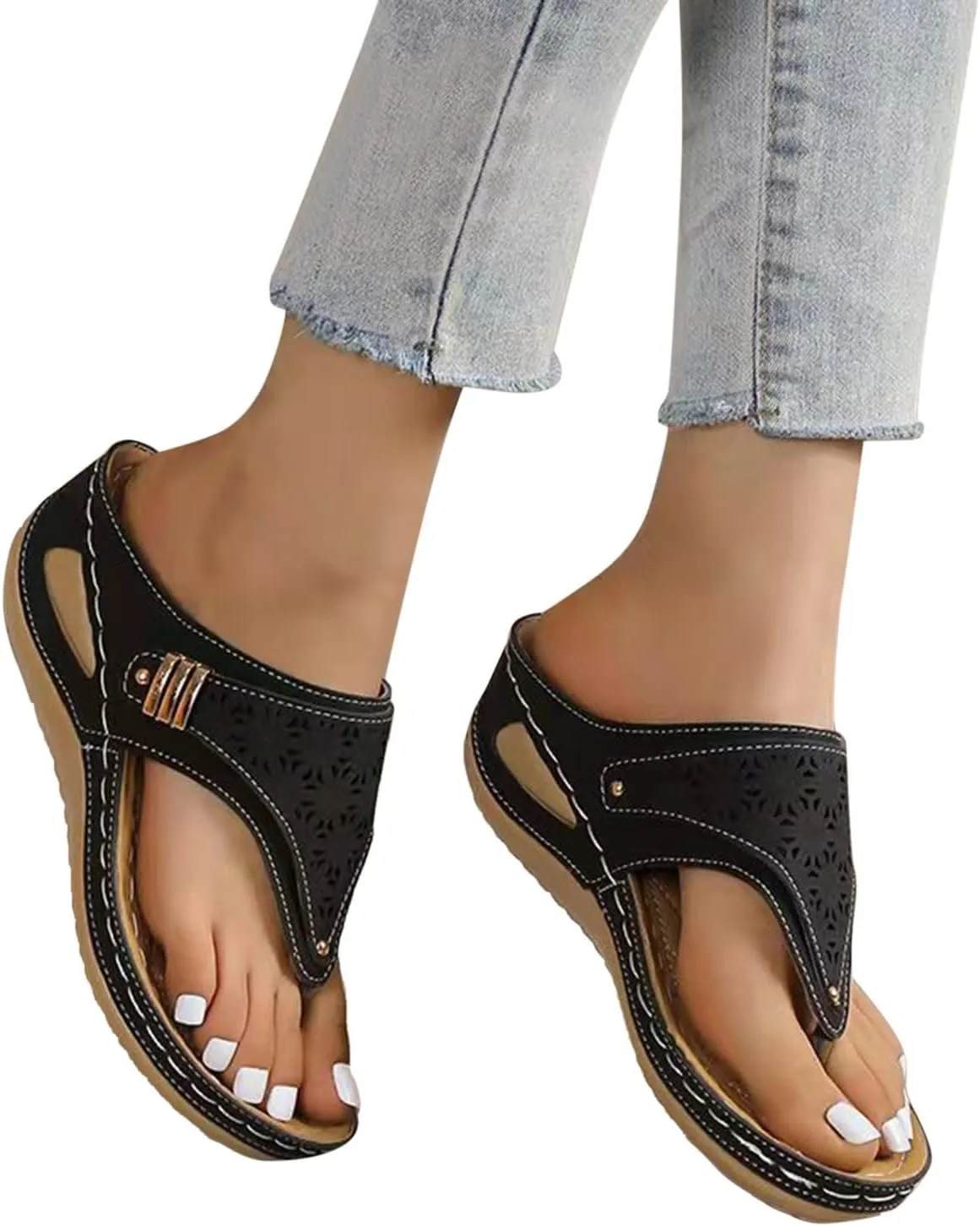 Orthopedic Sandals for Women Arch Support Wedge Flip Flops Summer 2025 Comfortable Dressy Casual Beach Slippers