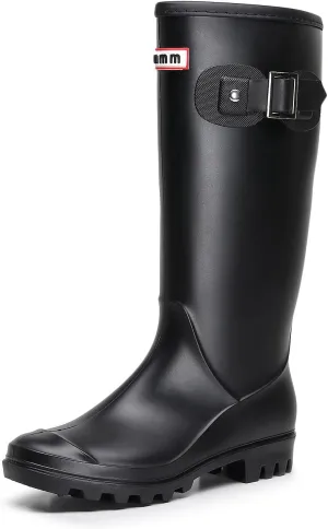 Rain Boots for Women, Waterproof Garden Shoes Womens Rubber Boots, Non-Slip Knee-high Rainboots for Ladies, Lightweight Women Work Tall Fishing Boots, Fashion Mid-Calf Rain Shoes for Outdoor