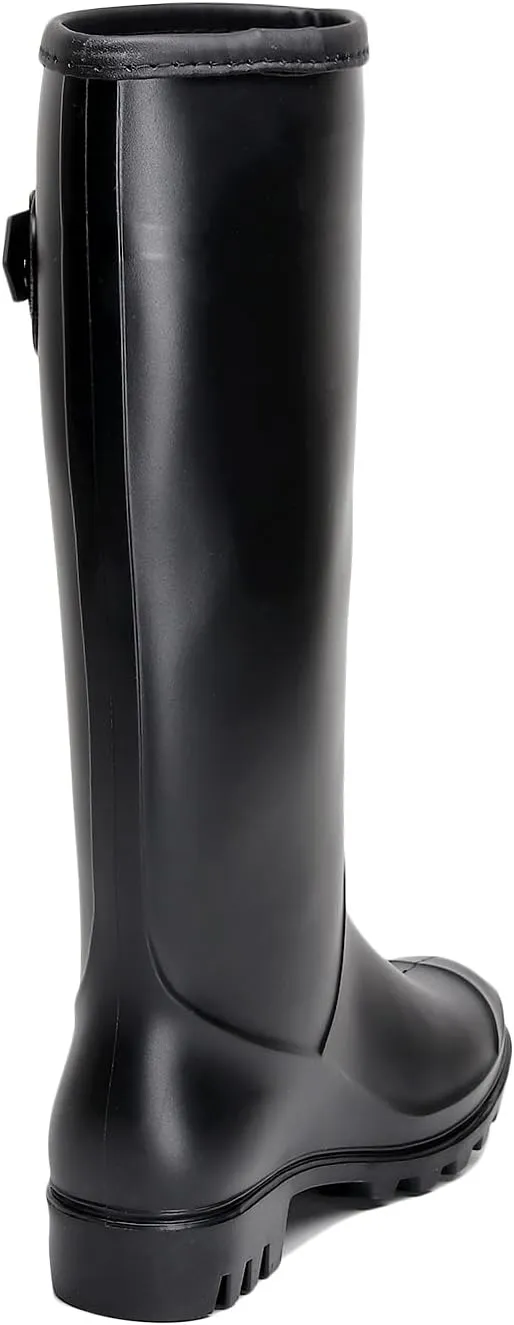 Rain Boots for Women, Waterproof Garden Shoes Womens Rubber Boots, Non-Slip Knee-high Rainboots for Ladies, Lightweight Women Work Tall Fishing Boots, Fashion Mid-Calf Rain Shoes for Outdoor