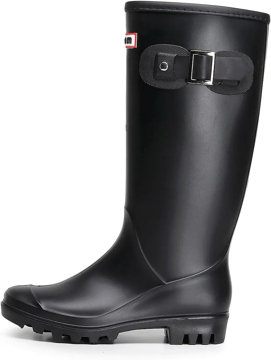 Rain Boots for Women, Waterproof Garden Shoes Womens Rubber Boots, Non-Slip Knee-high Rainboots for Ladies, Lightweight Women Work Tall Fishing Boots, Fashion Mid-Calf Rain Shoes for Outdoor