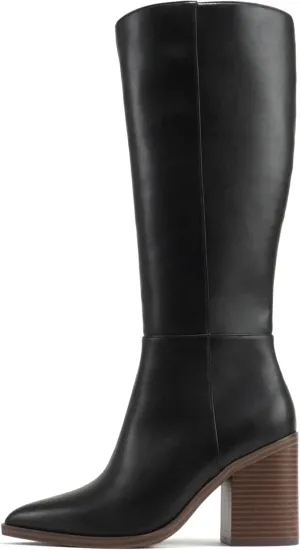 Soda VAPOR ~ Women Pointed Toe Medium Heel Knee-High Boot with Side Zipper