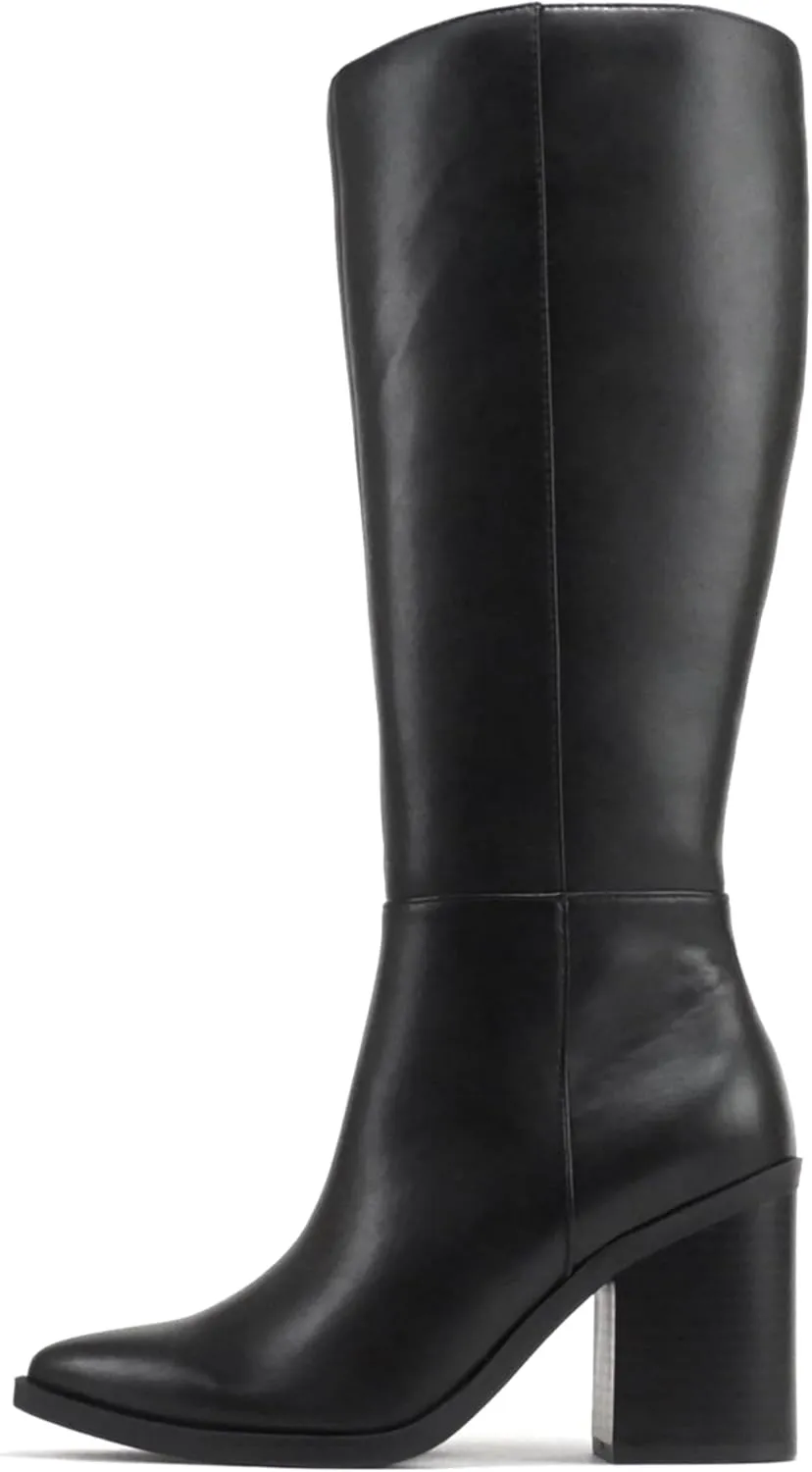 Soda VAPOR ~ Women Pointed Toe Medium Heel Knee-High Boot with Side Zipper