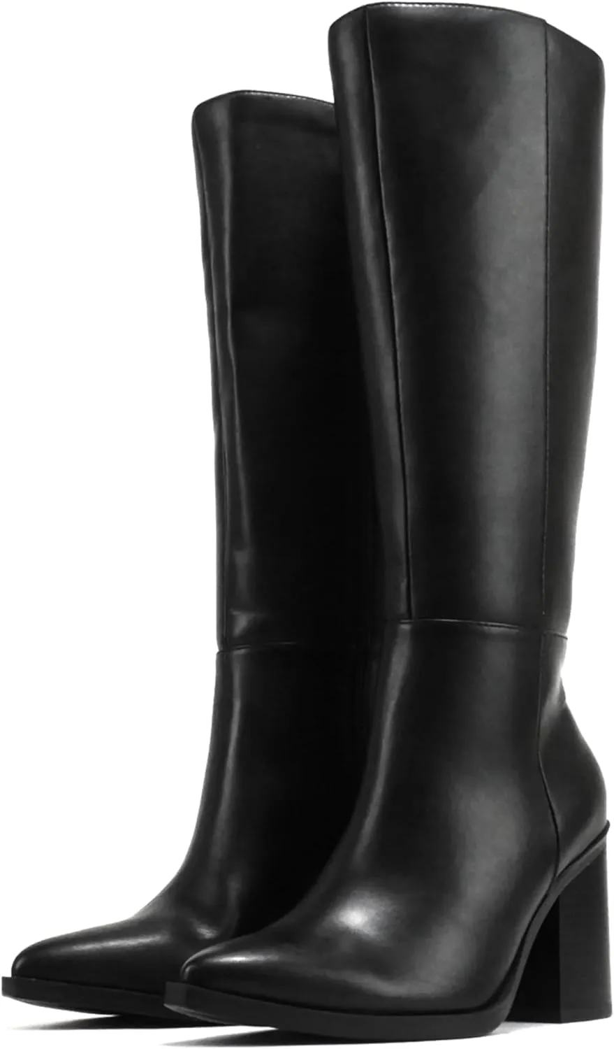 Soda VAPOR ~ Women Pointed Toe Medium Heel Knee-High Boot with Side Zipper