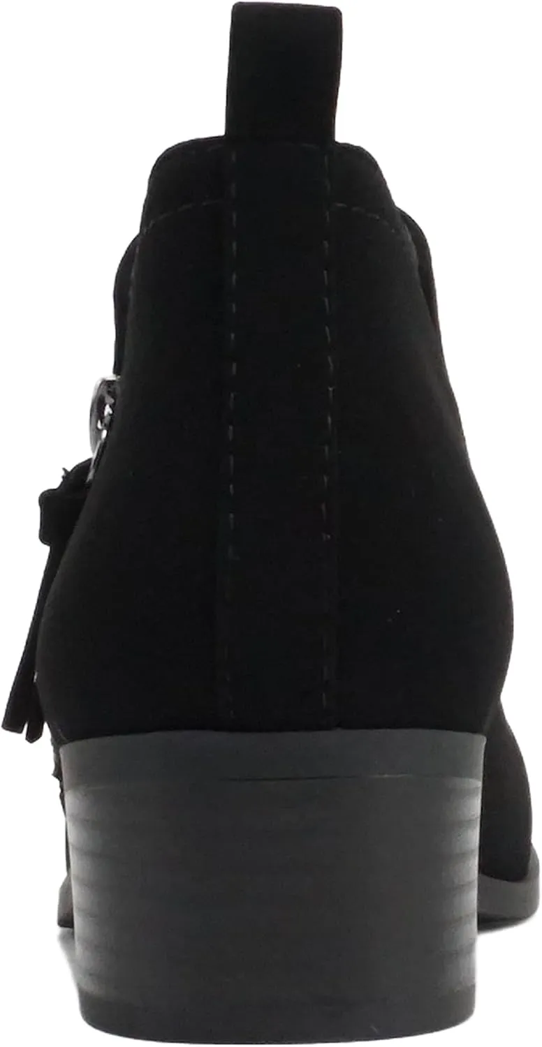 Soda ZAYNE ~ Women Round Toe Elastic Side Gore Side Zipper Pull Tab Low Heel Ankle Boot Bootie