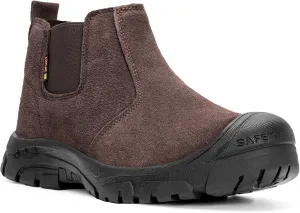 Steel Toe Work Boots for Men Women Slip-on Chelsea Boots, Men's Industrial Construction Shoes, Waterproof, Lightweight, Comfortable, Non-slip Safety Boots