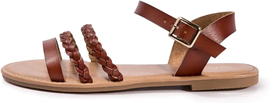 Women's Ankle Strap Flat Sandals Open Toe Breathable Summer Fisherman Sandals Adjustable Buckle Crossed Strappy Two Band Comfy Casual Gladiator Sandal