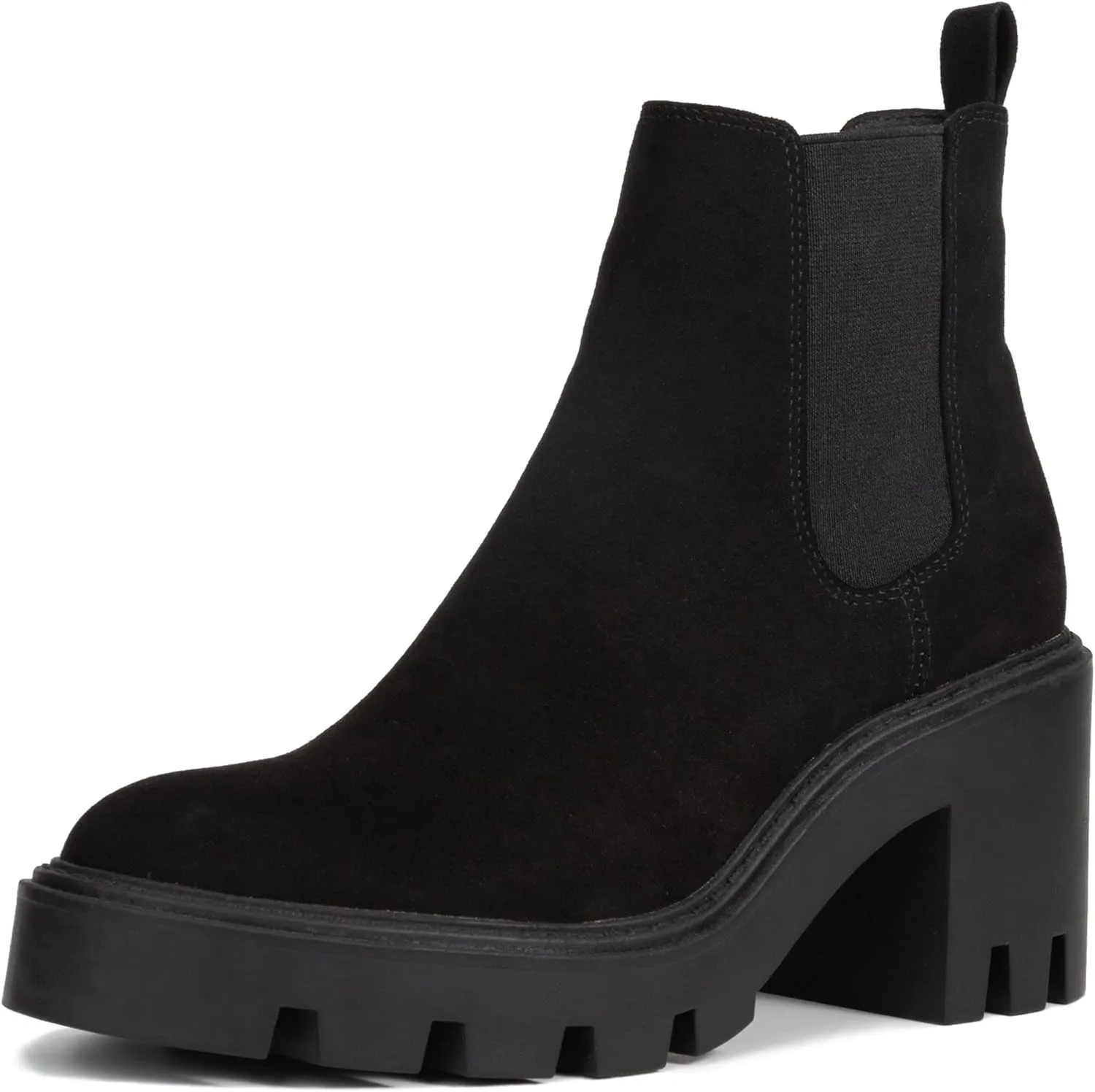 Women's Chelsea Boots Fashion Platform High Heel Ankle Booties Round Toe Casual Elastic Chunky Block Heel Boots