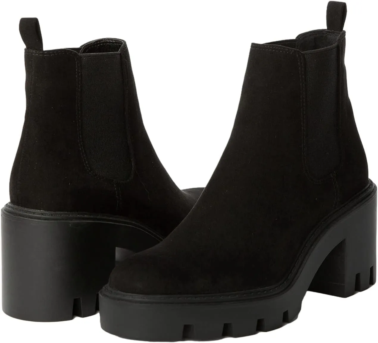 Women's Chelsea Boots Fashion Platform High Heel Ankle Booties Round Toe Casual Elastic Chunky Block Heel Boots
