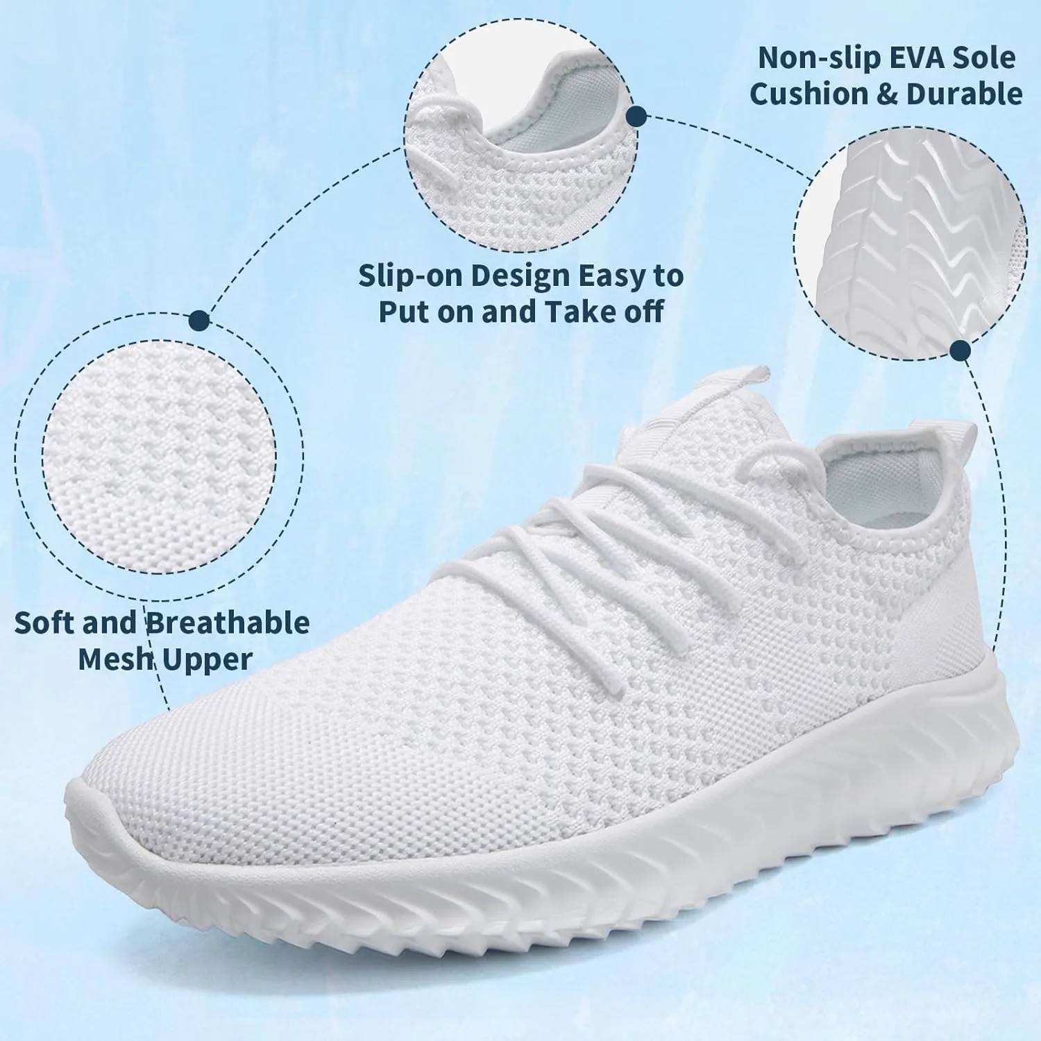 Womens Tennis Shoes Running Shoes - Gym Sneakers Shoes Walking Workout Shoes Non Slip Walking Athletic Slip On Lightweight Breathable Shoes